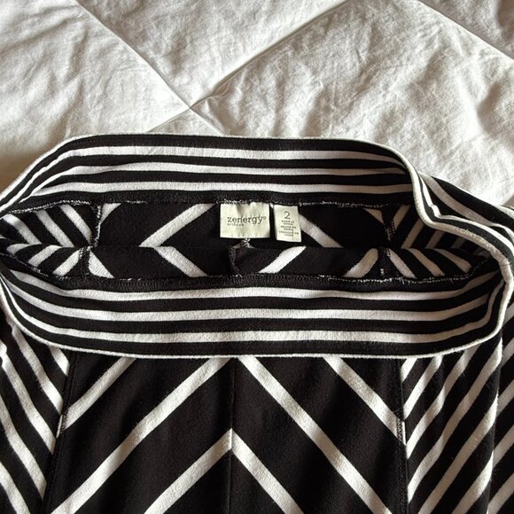Chicos Zenergy Black Stripe Maxi Skirt Size 2 - Large - Picture 4 of 13